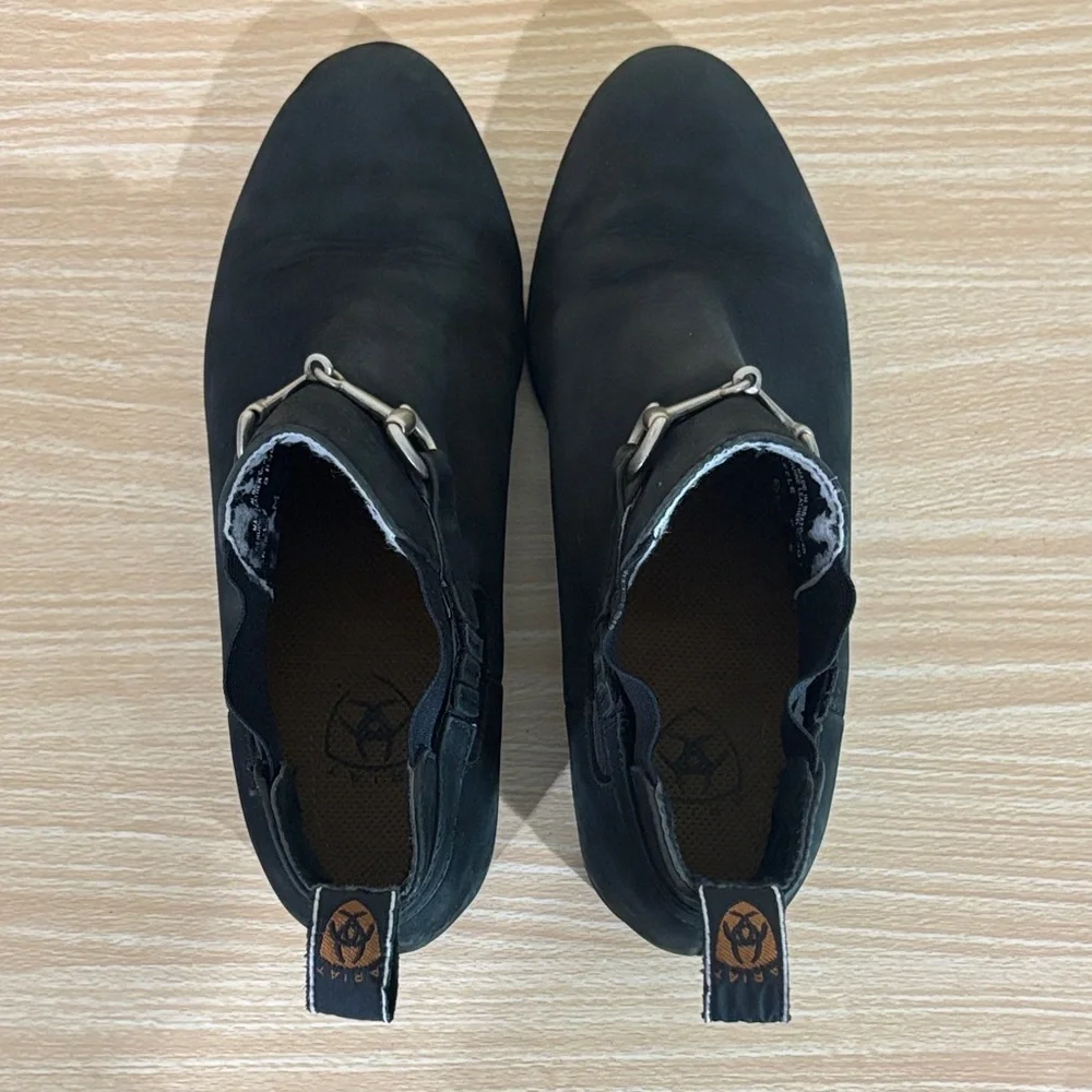 Ariat Snaffle Black Leather Ankle Boots 8M ATS Equipped